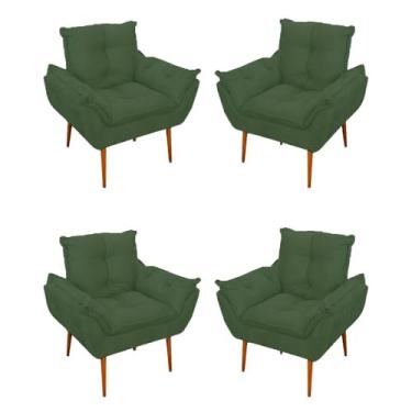 Imagem de Kit 04 Cadeiras Poltronas de Luxo Opala Sala, Quarto Cor:verde