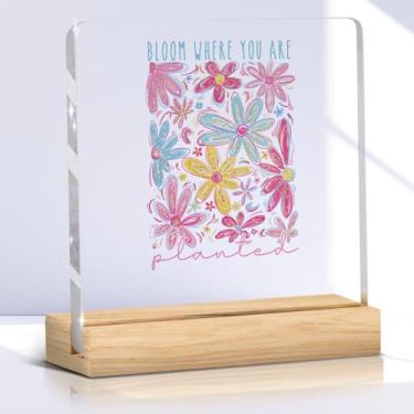 Imagem de Presentes inspiradores de saúde mental para mulheres, placa de acrílico floral, decoração de cubículo, decoração de casa, presentes positivos motivacionais para mulheres, filha