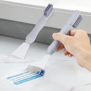 Imagem de Raspador e escova multiuso 2 em 1 – Raspador de aço inoxidável e cerdas densas para manchas difíceis, graxa, sujeira – Aderência ergonômica antiderrapante (limpador de exaustor de pia de bancada de