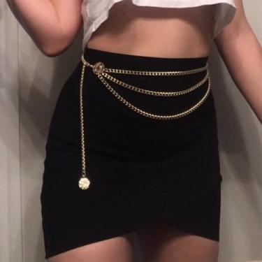 Imagem de Cinto feminino de corrente de ouro prateado – joia corporal, corrente de cintura de barriga, cinto de metal em camadas plus size para vestido, 36"=91cm, Metal não precioso Metal não precioso Liga