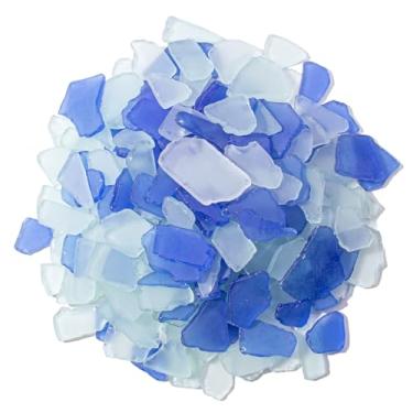 Imagem de Keedolla Vidro marinho para artesanato - Peças planas de vidro marinho fosco de 283 g trituradas para artesanato DIY, enchimento de vasos, casamentos na praia, aquário e decoração de casa - azul