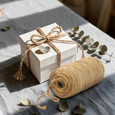 Imagem de Corda de juta natural com 3 fios, corda forte e grossa para artesanato, embalagem de jardinagem, decoração faça você mesmo, embrulho de presente para casa ao ar livre