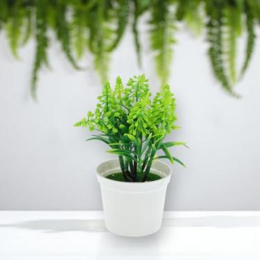 Imagem de Generic 1 plantador artificial de pinho com 7 ramos de plantas falsas verde 11 x 11 x 17 cm
