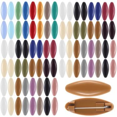 Imagem de 48 peças de alfinetes Hijab para mulheres de lenço de plástico colorido oco oval lenço de cabeça decoração cachecol hijab pin pano de bloqueio alfinetes de fraldas para mulheres cachecóis roupas