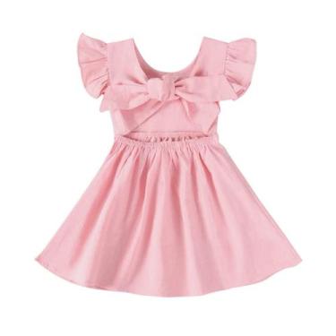 Imagem de Vestido CM C&M WODRO rosa algodão linho para criança 5-6T