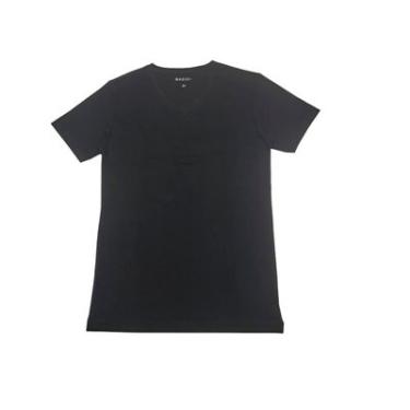 Imagem de Camiseta Manga Curta Gola V 100% Algodão Preto M Basic+