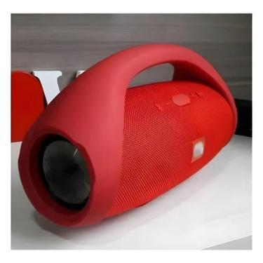 Imagem de Alto-falante portátil Bluetooth USB gigante Boombox com alça vermelha 