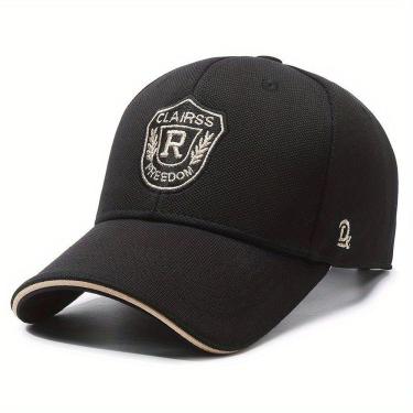 Imagem de Boné De Beisebol Unissex Com Emblema Da Letra R De Algodão Preto Estilo 1