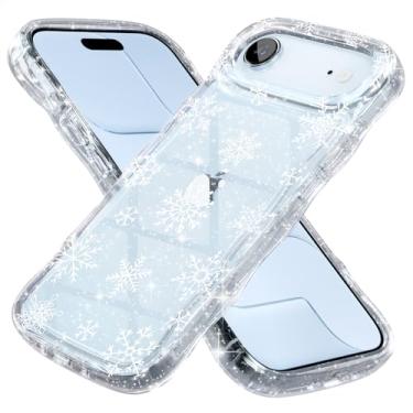 Imagem de Choiche Capa para celular compatível com iPhone 17 Air, capa de celular brilhante brilhante com glitter, linda moldura ondulada, capa de proteção contra quedas de nível militar para mulheres e meninas