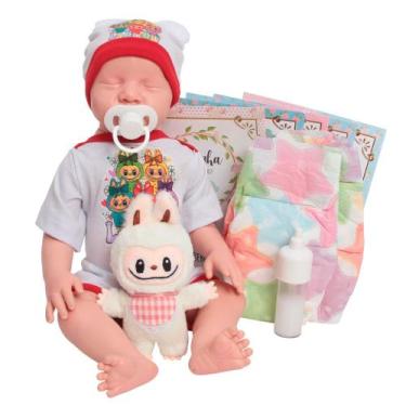 Imagem de Boneco Bebe Reborn Realista Corpo Silicone + Kit Itens - Cegonha Rebor