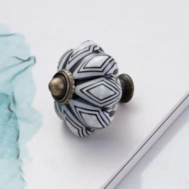 Imagem de Puxador de abóbora, decoração de porta de armário, cerâmica e ligas, puxador de móveis de várias cores vintage (estilo 17)