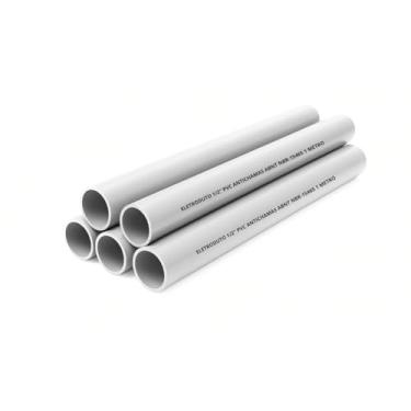 Imagem de Kit 5 Eletroduto Pvc 1/2'' 1m Sobrepor Eletroduto Resistente (Branco)