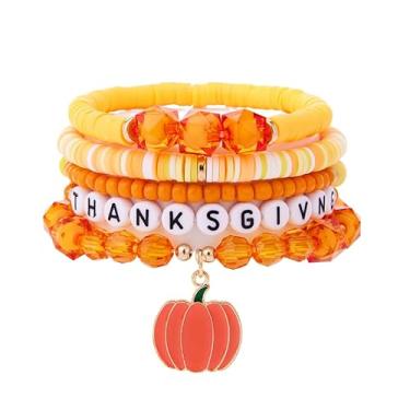Imagem de Pulseiras de argila macia de ação de graças com contas de liga Y2K, pulseiras femininas de acrílico, empilhável, contas, heishi, elástico, abóbora, peru, berloque, joia de festa, presente, 0.1