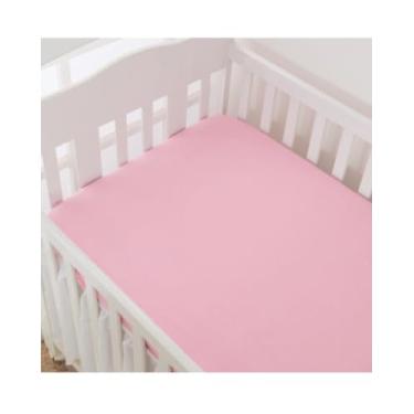 Imagem de Jogo de Lençol para Berço Americano, 2 Peças, Malha 100% Algodão, com Elástico e Ponto Palito (Rosa Bebê)