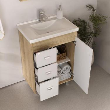 Imagem de Gabinete para Banheiro Marcela 60 com Pés - Fabribam Carvalho, Carvalh