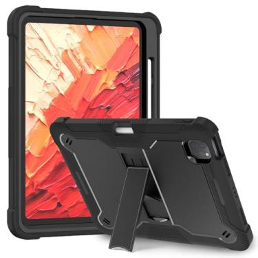 Imagem de Suttkue Capa compatível com iPad Pro 11 2024/2025, 11 polegadas com suporte 360 graus, antichoque, capa de camada dupla para iPad Pro 11 M4/M5 preta