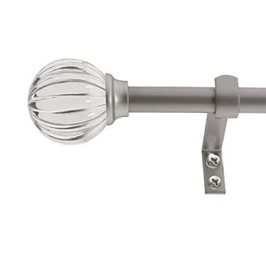 Imagem de Decopolitan Conjunto de varão de cortina esférica canelada de 1,5 cm, 66 a 122 cm, transparente