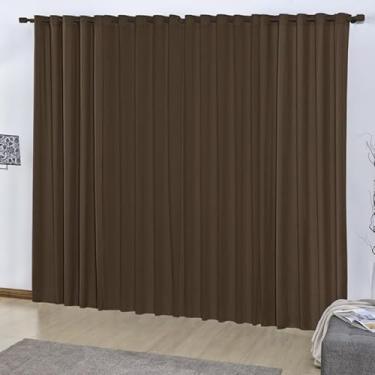 Imagem de Cortina Oxford Premium em Poliéster, 2,80m x 1,80m, com Ilhós, Tecido Duplo, Moderna, para Sala e Quarto (Marrom)
