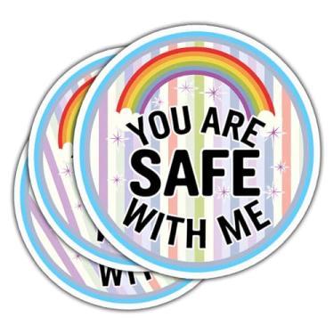 Imagem de Adesivo You are Safe with Me, adesivo LGBTQ+ Ally, decalque de carro orgulho gay - adesivo de vinil de 7,6 cm para garrafas de água, laptop, telefone, carro, capacete de esqui