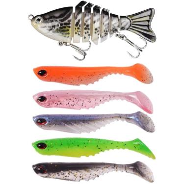 Imagem de Kit 6 Iscas Artificiais – 1 Articulada + 5 de Silicone Soft Cor:;Tamanho:Único-Unissex