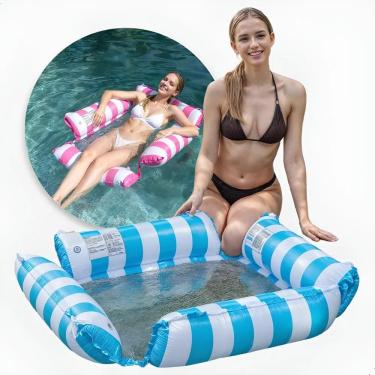 Imagem de Boia Rede Cama Flutuante Piscina Deitado Recliná Rosa-Chicle