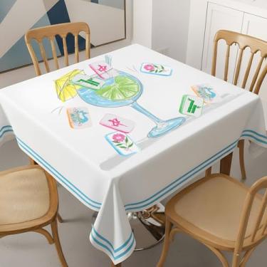 Imagem de Hahafelt Mahjong Toalha de mesa chinoiserie toalha de mesa quadrada 139 x 139 cm toalha de mesa de coquetel para iniciantes Mahjong cartas, tabuleiro, jogos de azulejo