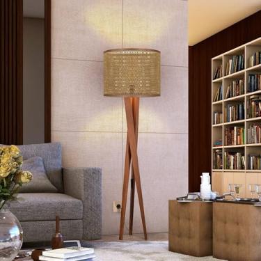 Imagem de Luminária Paris De Piso Em Madeira Maciça Sala Quarto 1.58cm (MARROM SINTÉTICO)