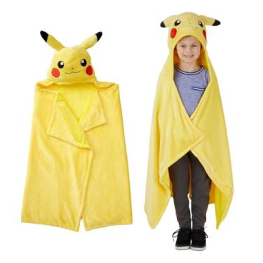 Imagem de Cobertor com capuz Pokemon Pikachu – Roupa de cama infantil super macia – 76 cm x 127 cm, (Produto oficialmente licenciado) por Franco