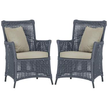 Imagem de Poltronas Igapó Alumínio Pintura Preta Corda Náutica E7 Prata