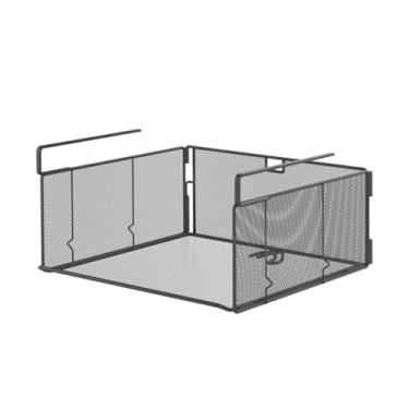 Imagem de Bothyi Cesto organizador dobrável de arame para prateleira inferior, ideal para pendurar na despensa da cozinha, Preto