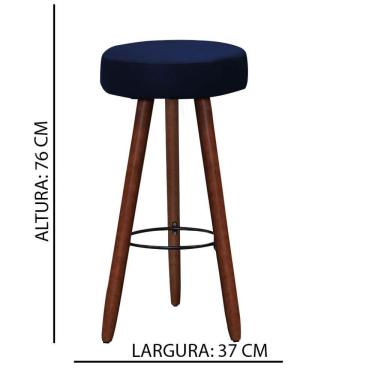 Imagem de Banqueta Alta Estofada Dalia Em Suede Com Pés Em Madeira