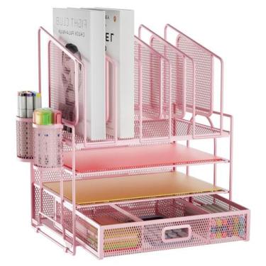 Imagem de Organizador de mesa Marbrasse de malha de 4 camadas com 5 suportes par