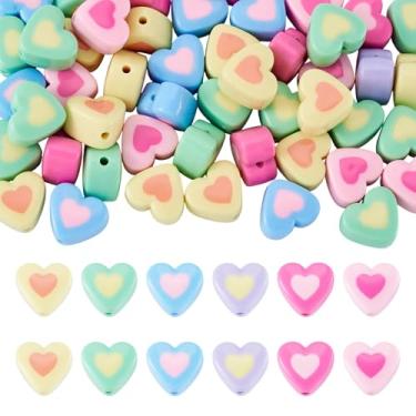 Imagem de Magibeads 50 peças de contas de coração de acrílico de dois tons contas de coração de plástico fofo espaçador de amor conta de pônei para pulseiras, brincos, colares, chaveiro, dia dos namorados
