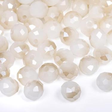 Imagem de NITOPUPU 1000 peças de contas de vidro de cristal de 4 mm para fazer joias facetadas Rondelle contas planas para pulseiras, colar, brincos, artesanato DIY (contas de cristal semi-banhadas de jade