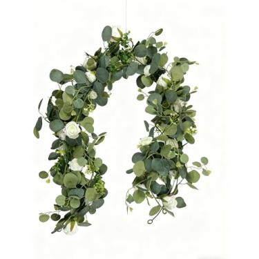 Imagem de Atongham Três anéis artificiais de videira de eucalipto de 16 m em Atongham, plantas verdes de videira, tapeçarias decorativas de parede, arranjos de arco de casamento, decorações de festa, decorações