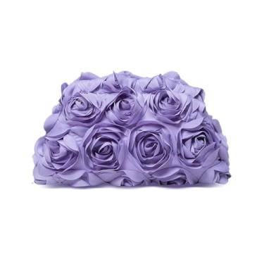 Imagem de OOAAVVJL Bolsa de noite feminina, bolsa clutch floral 3D para casamento e noite, Roxa, 9.84” x 5.51” x 2.95”