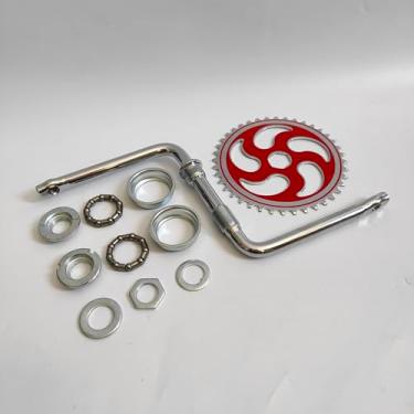 Imagem de Kit de manivela de pedal de 5 cm de largura, manivela de uma peça para bicicleta motorizada a gás de 2 tempos e 4 tempos (vermelho, 40T)