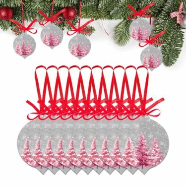Imagem de Enfeite de Natal 2025 Conjunto de 10, Aquarela Rosa Árvore de Natal Acessórios para Pendurar em Acrílico para Decoração de Árvore de Natal, Festas de Férias, Floco de Neve em Forma de Folha Cinza
