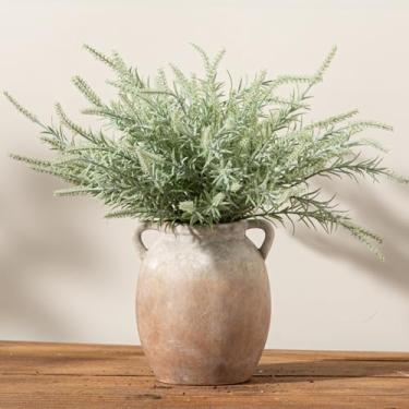 Imagem de Dobbyby Vaso de flores de cerâmica 19,3 cm Vaso rústico de casa de fazenda vasos decorativos de terracota para decoração de casa, manto de mesa, lareira, sala de estar, banheiro, casamento, centro de