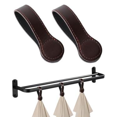 Imagem de COOLYOUTH 2 peças de clipes de toalha magnéticos de couro para suporte de toalha de cozinha para banheiro clipes de toalha de mão multiuso toalheiro, alça de forno, máquina de lavar louça, fogão (2