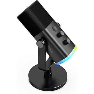 Imagem de Microfone dinâmico USB/XLR para gravação de podcast, microfone streaming para jogos de computador com RGB, botão de mudo, conector para fones ouvido, suporte de mesa,vocal mic para YouTube-AM8