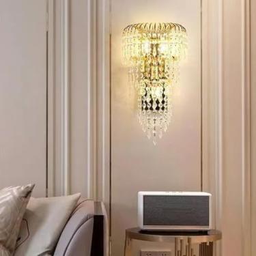 Imagem de Luminária de parede LED contemporânea colorida com design de cristal, criativa para sala de estar, quarto, escritório, quarto modelo, hotel, casa de campo, corredor, iluminação decorativa de