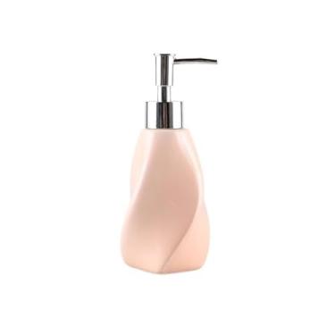 Imagem de Dispensador de sabão Dispensador de sabão criativo irregular, frasco loção cerâmica, dispensador xampu para banheiro, pressão(Pink)