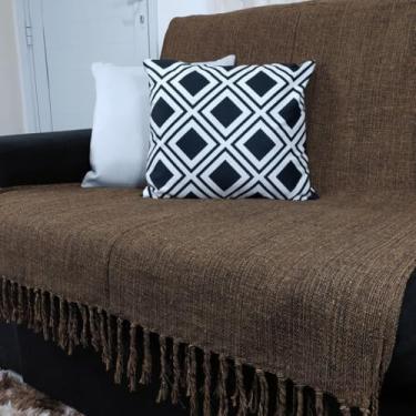 Imagem de Kit 2 Mantas Para Sofa Protetor Decorativa Gigante 210x150cm Ideal Para Frio E Cama (2x Marrom Mesclado)