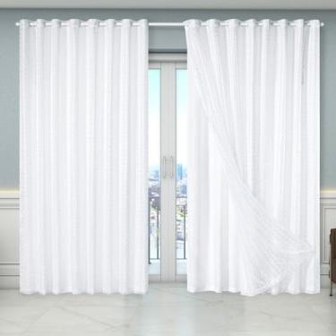Imagem de Cortina Dual Forro Microfibra c/ Voil Xadrez 5,60m x 2,70m 100% Poliés