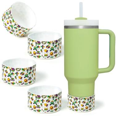 Imagem de R HORSE Bota de silicone Mardi Gras para Stanley Cup – Pacote com 4 capas protetoras antiderrapantes para carnaval protetor inferior adequado para copo Quencher 30/1,134 g Hydro Flask IceFlow Flip