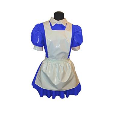 Imagem de Vestido masculino masculino manga Wetlook látex vestido rodado, azul royal, GG