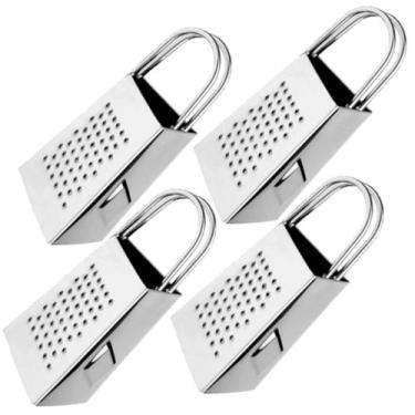 Imagem de 4 Mini Ralador 3 Faces Inox Alça Dupla Queijo Legumes Frutas - Nls