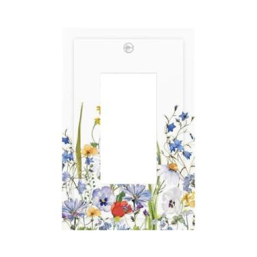 Imagem de Nadoabtm Capas decorativas para tomada em aquarela, buquê de flores silvestres, 1 gangue, balancim único, placas de parede Gfci, placa de interruptor elétrico, placa de cobertura de interruptor de luz