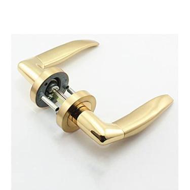 Imagem de GAORUIFENG Fechadura de porta de passagem de liga de zinco fechadura de encaixe europeu forma torcida maçaneta de alumínio para corredor de sala de estar (cor: B) (B)